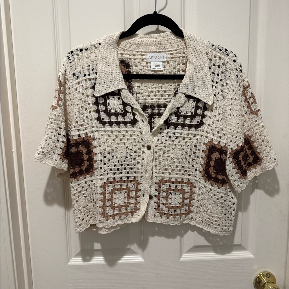 APRICOT Cream Crochet Knitwear